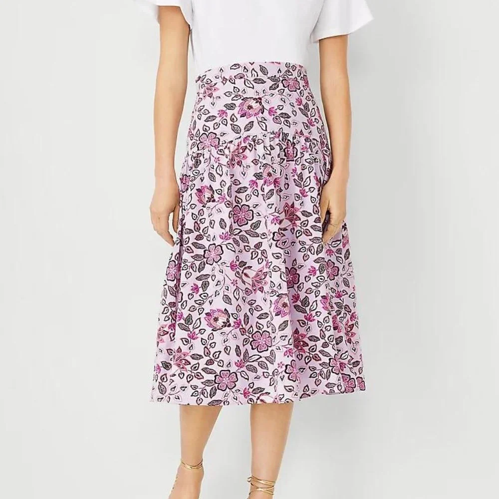 Ann Taylor Floral Gathered Yoke Midi Skirt New - Picture 1 of 2